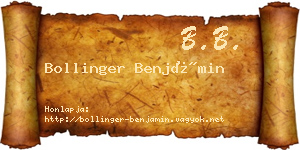 Bollinger Benjámin névjegykártya